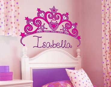 Wall sticker kids - No.RY21 Customised text Princess Crown