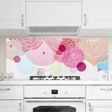 Glass Splashback - Roses And Bubbles - Panoramic