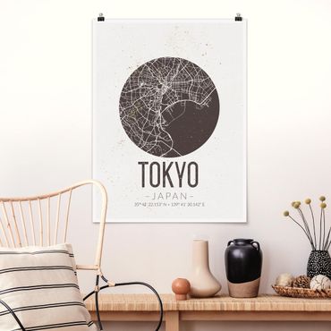 Poster city, country & world maps - Tokyo City Map - Retro