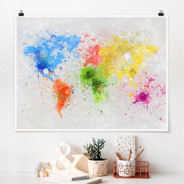 Poster - Colourful Splodges World Map