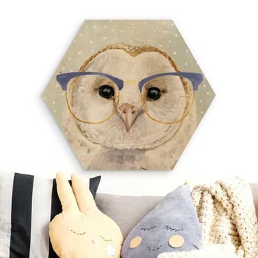 Wooden hexagon - Animals With Glasses - Owl