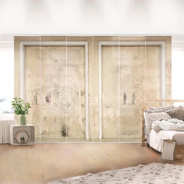 Sliding panel curtains set - Old Framed Concrete Wall In Theatre