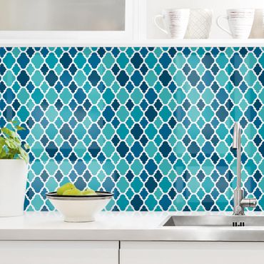 Kitchen wall cladding - Oriental Patterns With Turquoise Ornaments