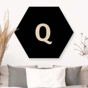 Wooden hexagon - Letter Black Q