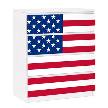 Adhesive film for furniture IKEA - Malm chest of 4x drawers - Flag of America 1