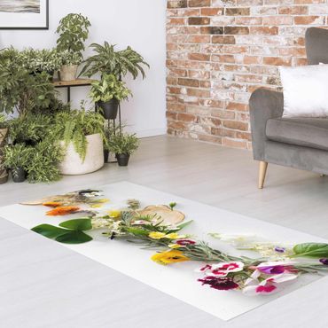 Vinyl Floor Mat - Fresch Herbs With Edible Flowers - Landscape Format 2:1
