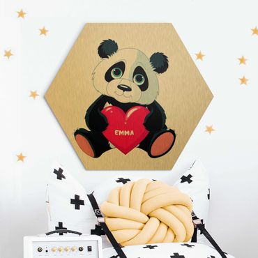 Alu-Dibond hexagon - Panda With Heart
