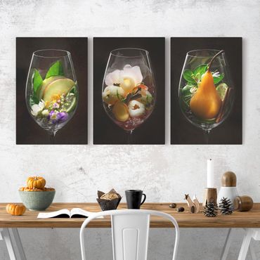 Print on canvas 3 parts - Wine aromas in wine glass
