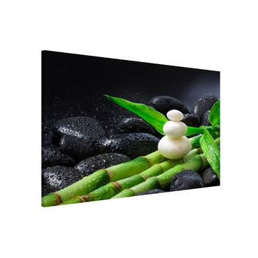 Magnetic memo board - White Stones On Bamboo