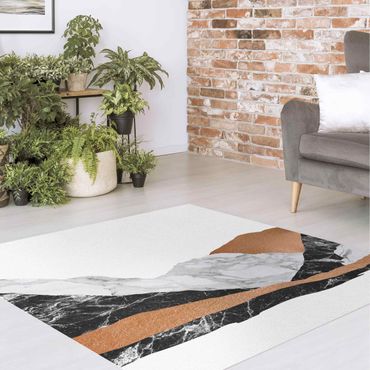 Vinyl Floor Mat - Landscape In Marble And Copper - Square Format 1:1