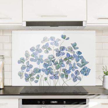 Glass Splashback - Blue Hydrangea Flowers - Landscape 2:3
