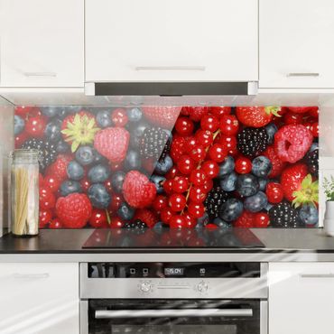 Glass Splashback - Fruity Berries - Panoramic