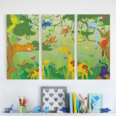 Print on canvas 3 parts - No.IS87 Jungle Game