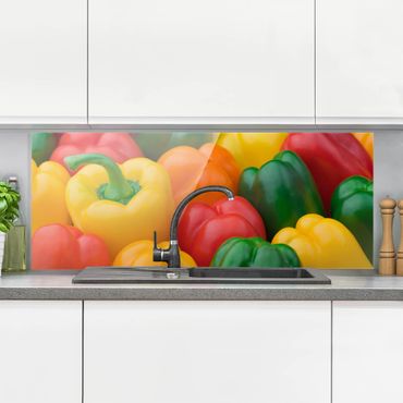 Glass Splashback - Colorful Peppers - Panoramic