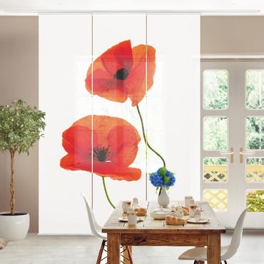 Sliding panel curtains set - Charming Poppies