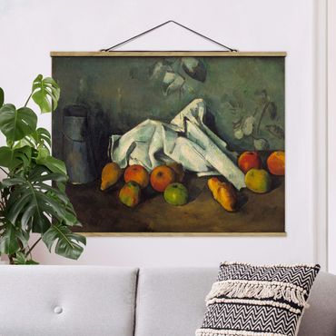 Fabric print with poster hangers - Paul Cézanne - Still Life With Milk Can And Apples
