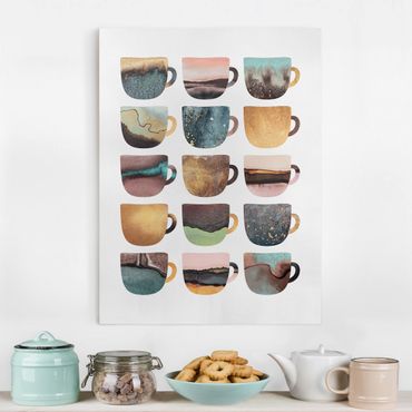 Canvas print - Colourful Coffee Mugs With Gold