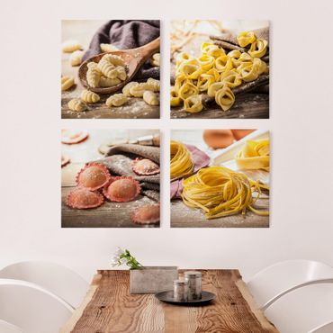 Canvas print in 4 parts - Fresh pasta