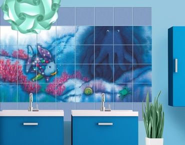 Tile sticker - The Rainbow Fish - Squid In The Cave