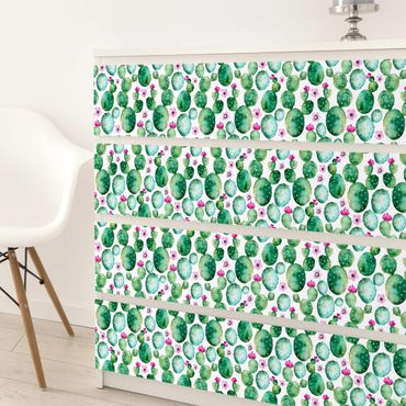 Adhesive film for furniture - Cactus With Flowers Watercolour