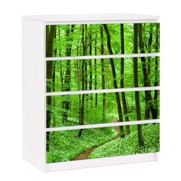 Adhesive film for furniture IKEA - Malm chest of 4x drawers - Romantic Forest Track