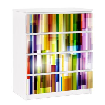 Adhesive film for furniture IKEA - Malm chest of 4x drawers - Rainbow Cubes