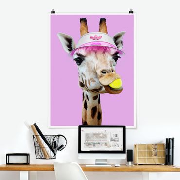 Poster animals - Giraffe Playing Tennis