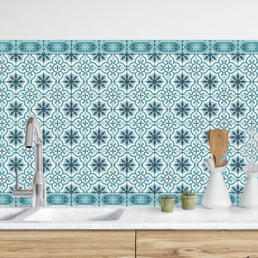 Kitchen wall cladding - Geometrical Tile Mix Cross Turquoise