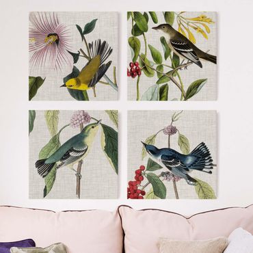 Print on canvas - Birds On Linen Set II