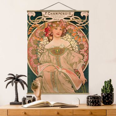 Fabric print with poster hangers - Alfons Mucha - Poster For F. Champenois