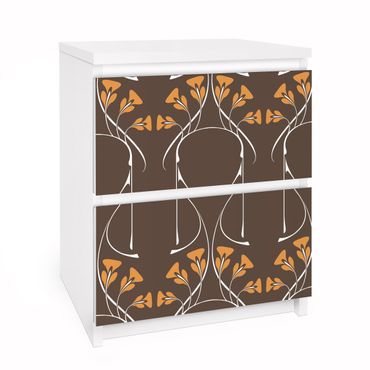 Adhesive film for furniture IKEA - Malm chest of 2x drawers - Meandering Autumn leaves