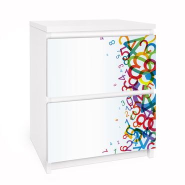Adhesive film for furniture IKEA - Malm chest of 2x drawers - Colourful Numbers