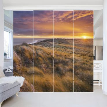 Sliding panel curtains set - Sunrise On The Beach On Sylt