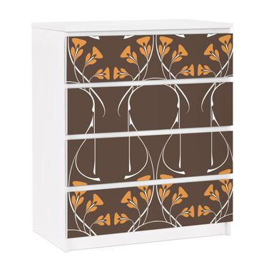 Adhesive film for furniture IKEA - Malm chest of 4x drawers - Meandering Autumn leaves