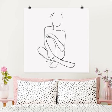 Poster - Line Art Woman Sitting Black And White