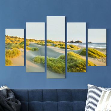 Print on canvas 5 parts - Dunes And Grasses At The Sea