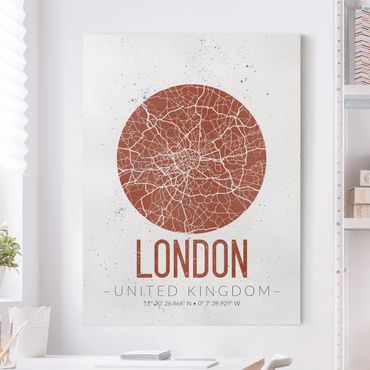 Print on canvas - City Map London - Retro