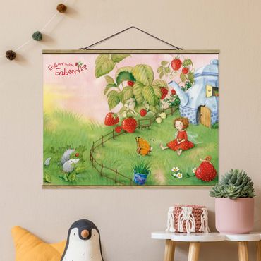 Fabric print with poster hangers - Little Strawberry Strawberry Fairy - In The Garden