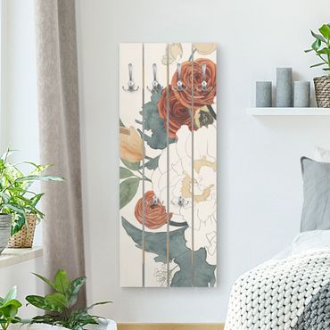 Coat rack - Drawing Bouquet Of Flowers In Red And Sepia