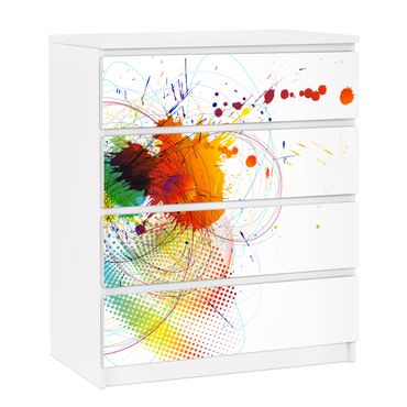 Adhesive film for furniture IKEA - Malm chest of 4x drawers - Rainbow Background