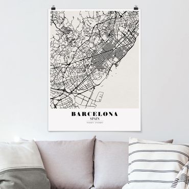 Poster city, country & world maps - Barcelona City Map - Classic