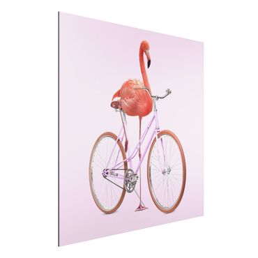 Print on aluminium - Flamingo With Bicycle