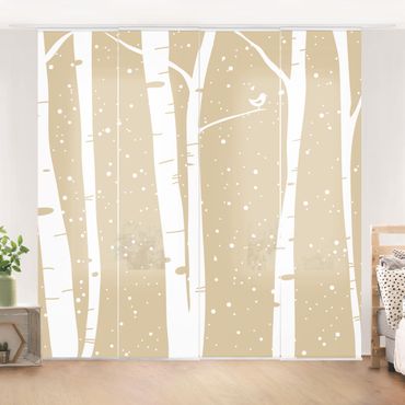 Sliding panel curtains set - Snowconcert Between Birches
