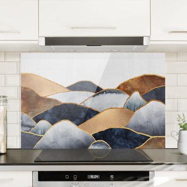 Glass Splashback - Golden Mountains Watercolor - Landscape 2:3