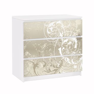 Adhesive film for furniture IKEA - Malm chest of 3x drawers - Mother Of Pearl Ornament Design