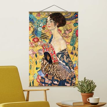 Fabric print with poster hangers - Gustav Klimt - Lady With Fan