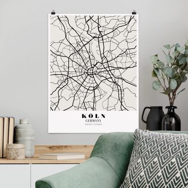 Poster city, country & world maps - Cologne City Map - Classic