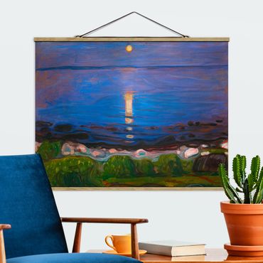 Fabric print with poster hangers - Edvard Munch - Summer Night By The Beach