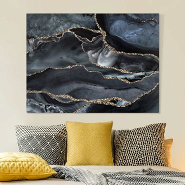 Print on canvas - Black With Glitter Gold