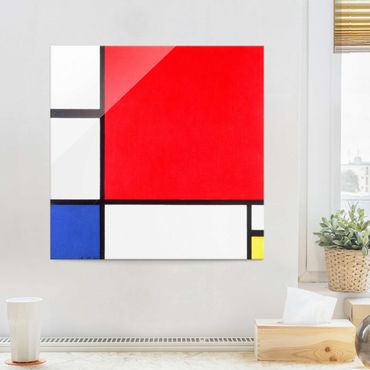 Glass print - Piet Mondrian - Composition With Red Blue Yellow